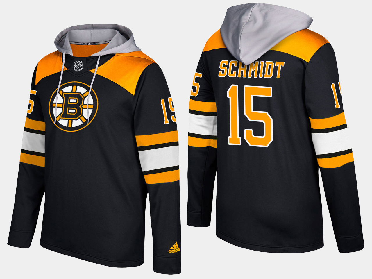 Men NHL Boston bruins retired #15 milt schmidt black hoodie->boston bruins->NHL Jersey